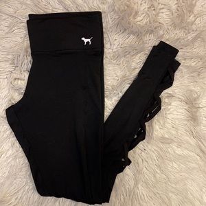 PINK criss cross mesh detail leggings